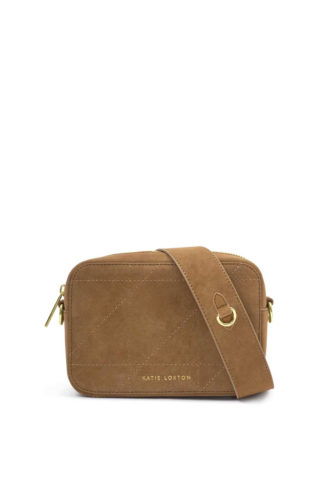 Katie Loxton Avery Quilted Suedette Small Crossbody Bag, Tan