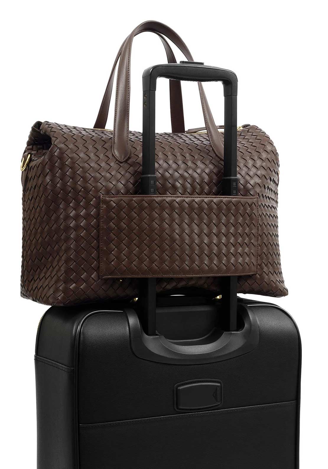 Katie Loxton Milan Woven Travel Cabin Bag, Chocolate Brown