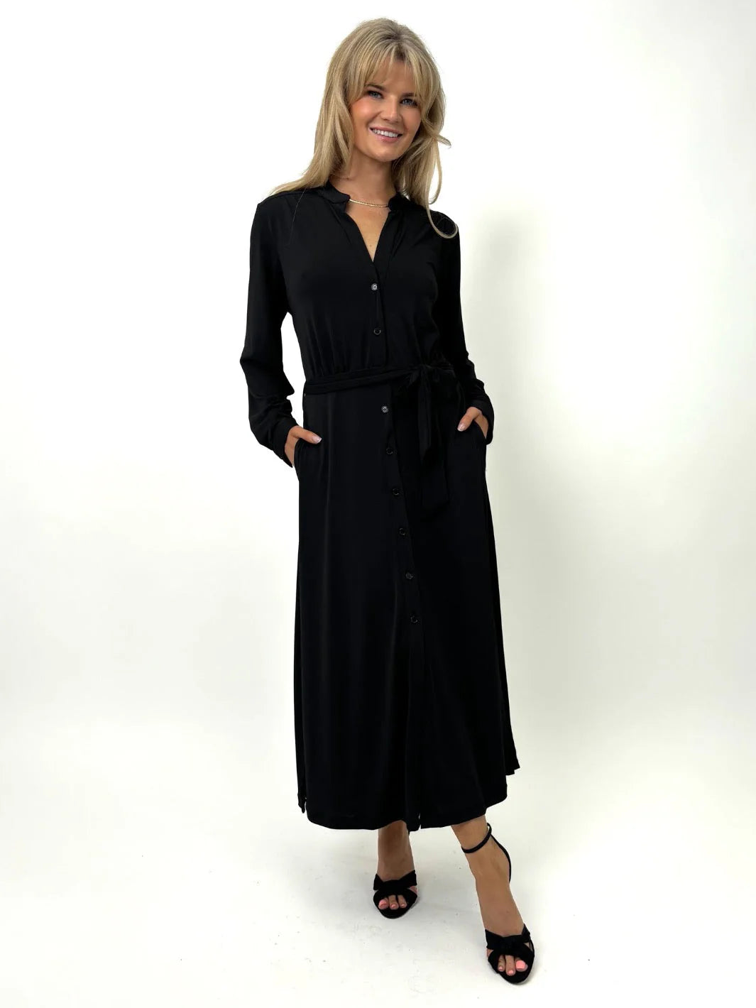 Kate & Pippa Capri Midi Shirt Dress, Black - McElhinneys Kate & Pippa Capri Midi Shirt Dress, Black - McElhinneys