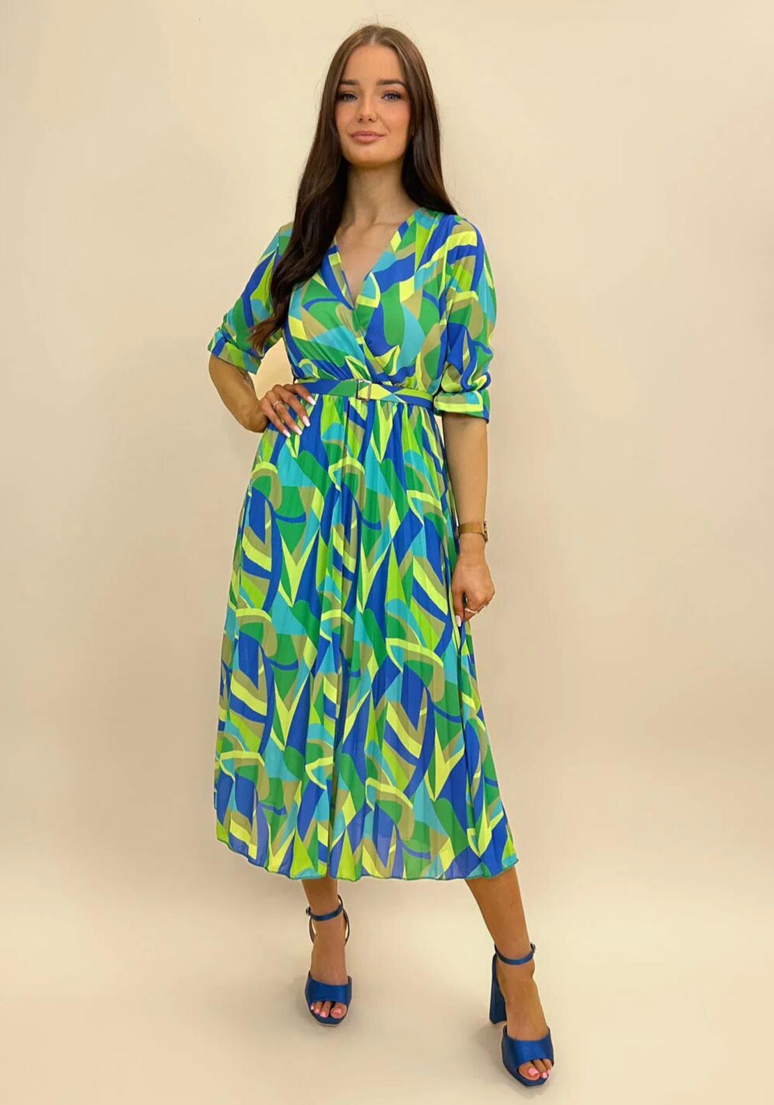 Kate & Pippa Positano Midi Dress, Green & Blue - McElhinneys Kate & Pippa Positano Midi Dress, Green & Blue - McElhinneys