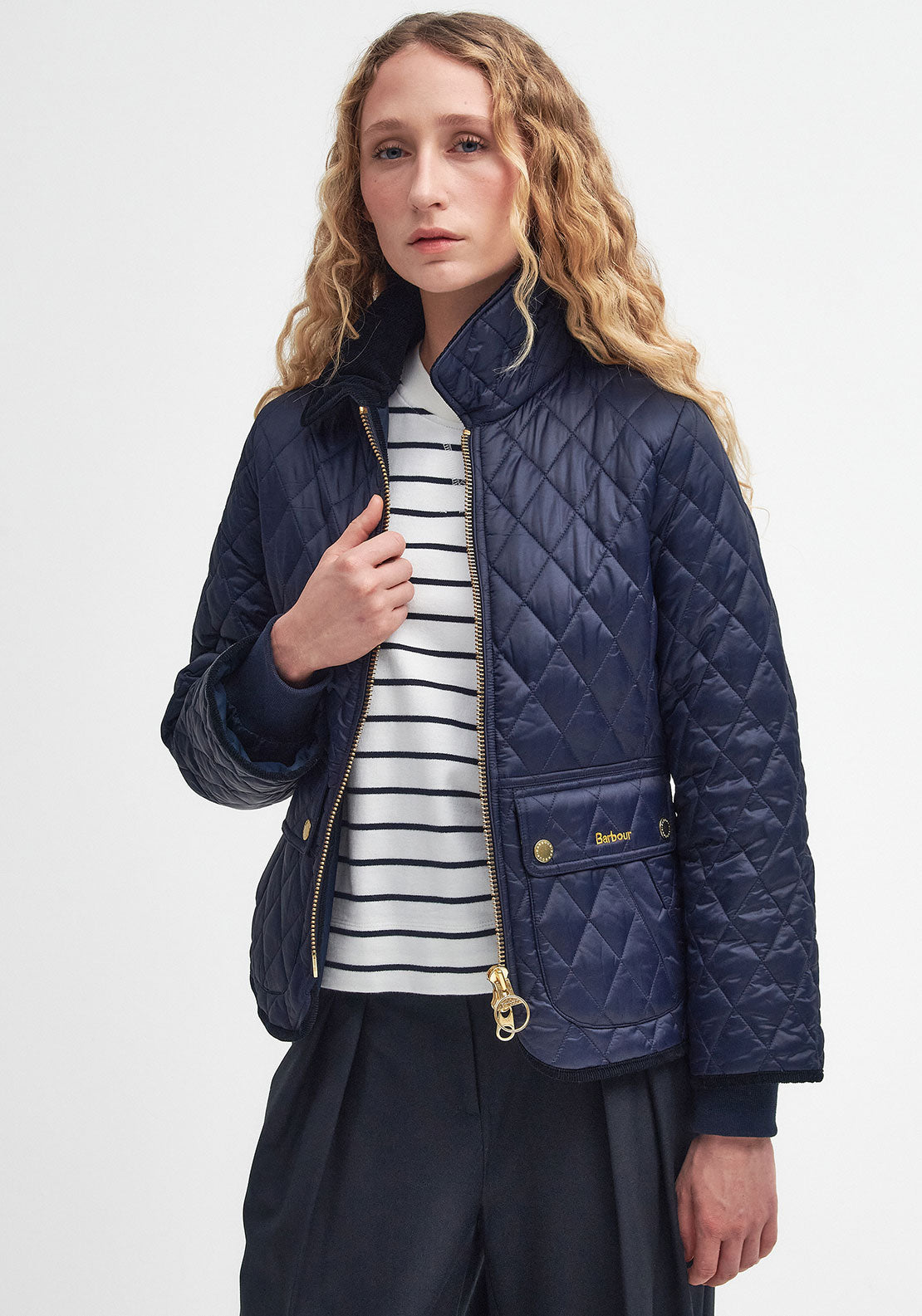 Barbour Womens Beadnell Fitted Quilted Jacket, Navy McElhinneys