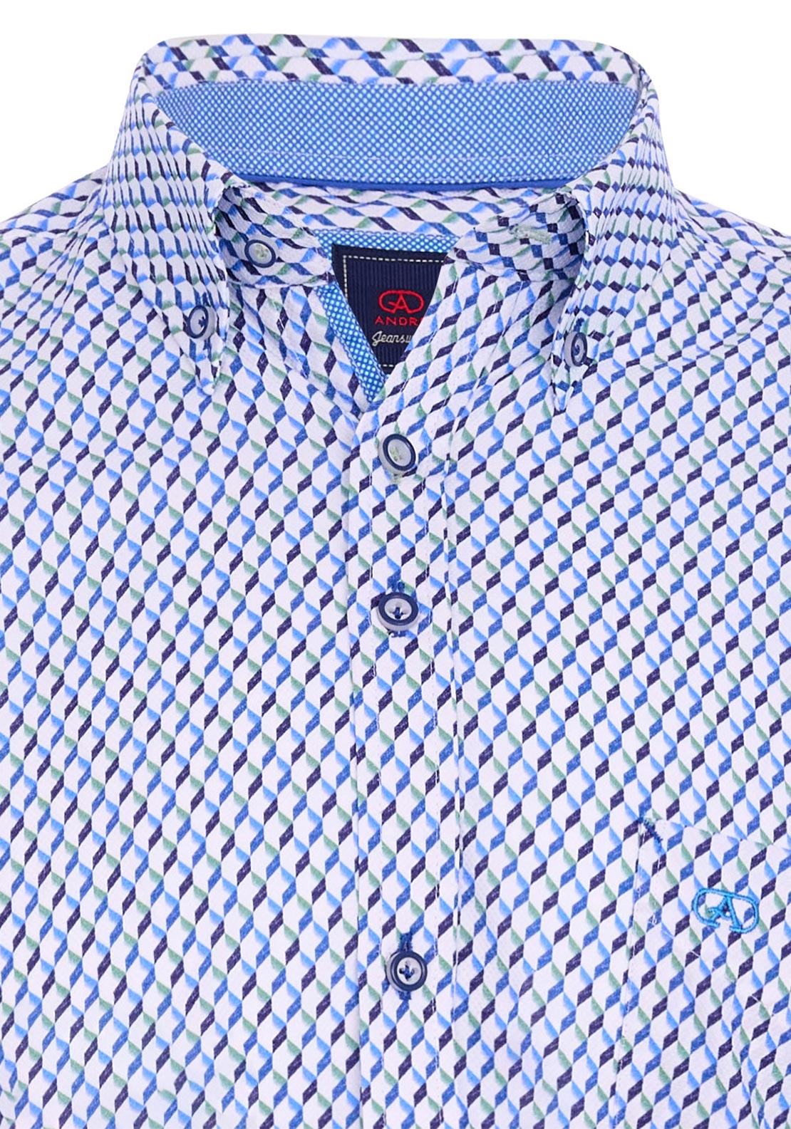 Andre Dodder Geo Pattern Shirt, Green & Blue Multi
