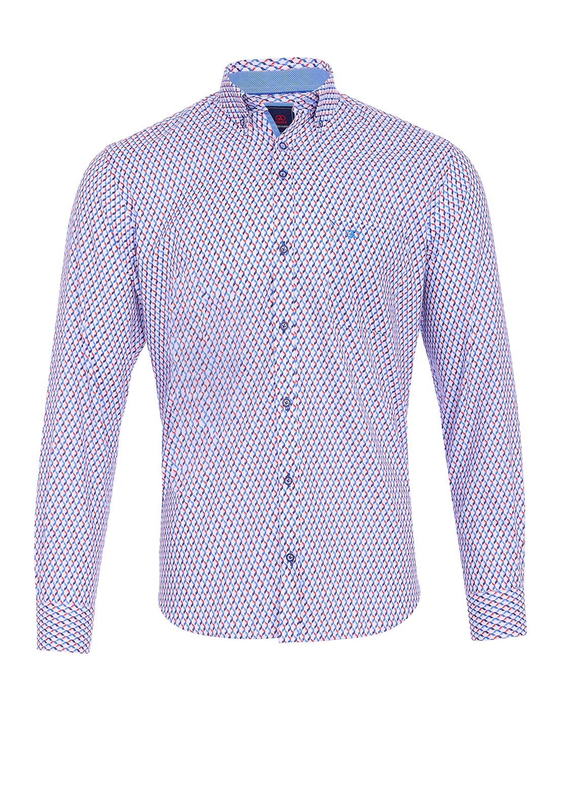 Andre Dodder Geo Pattern Shirt, Red & Blue Multi