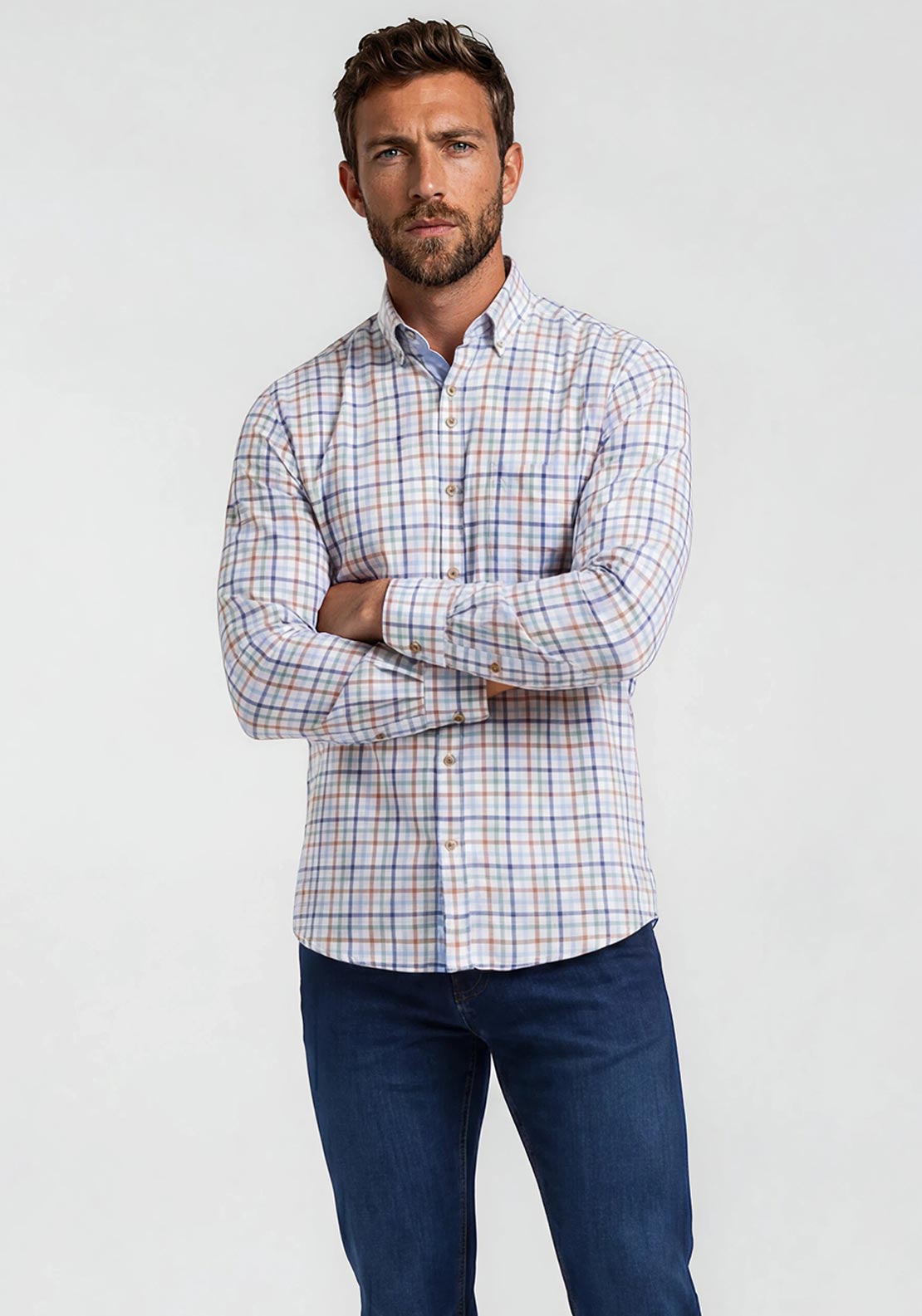 Andre Swilly Plaid Shirt, Green & Blue Multi