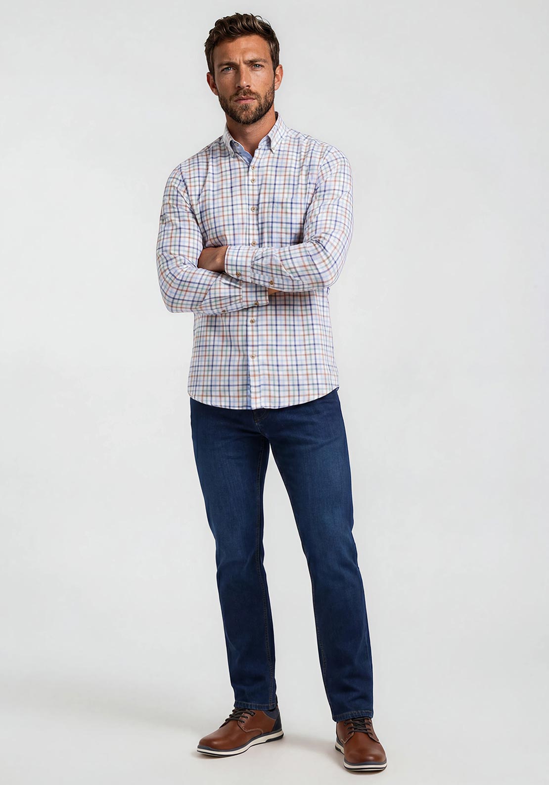 Andre Swilly Plaid Shirt, Green & Blue Multi