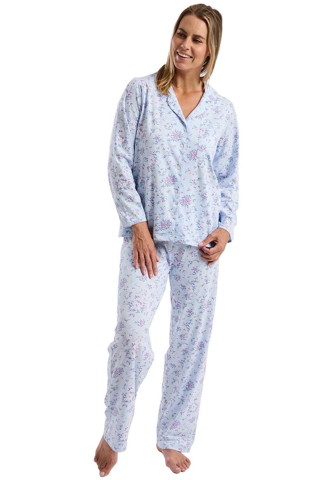 Marlon Floral Button Pyjama Set, Blue