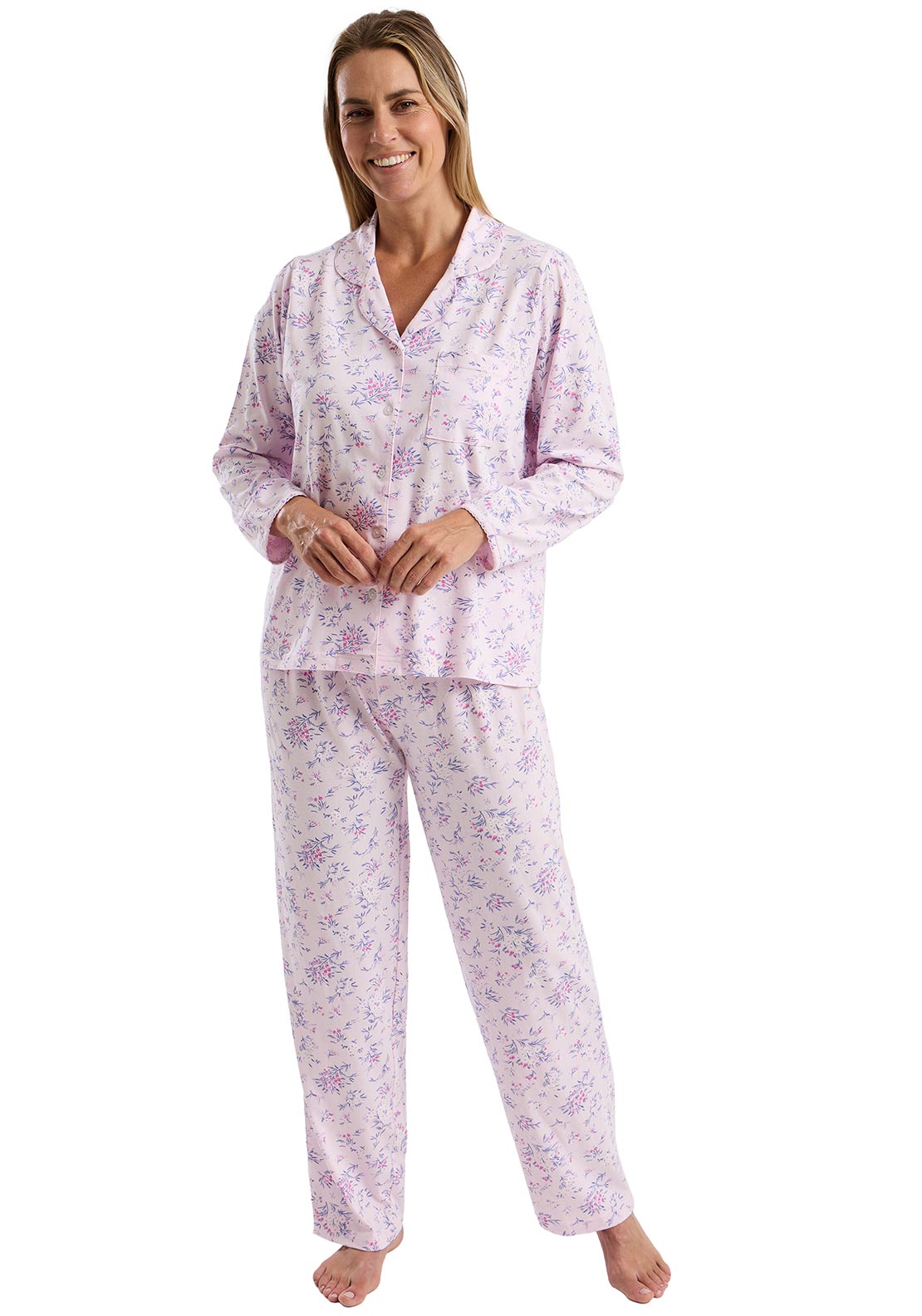 Marlon Floral Button Pyjama Set, Pink