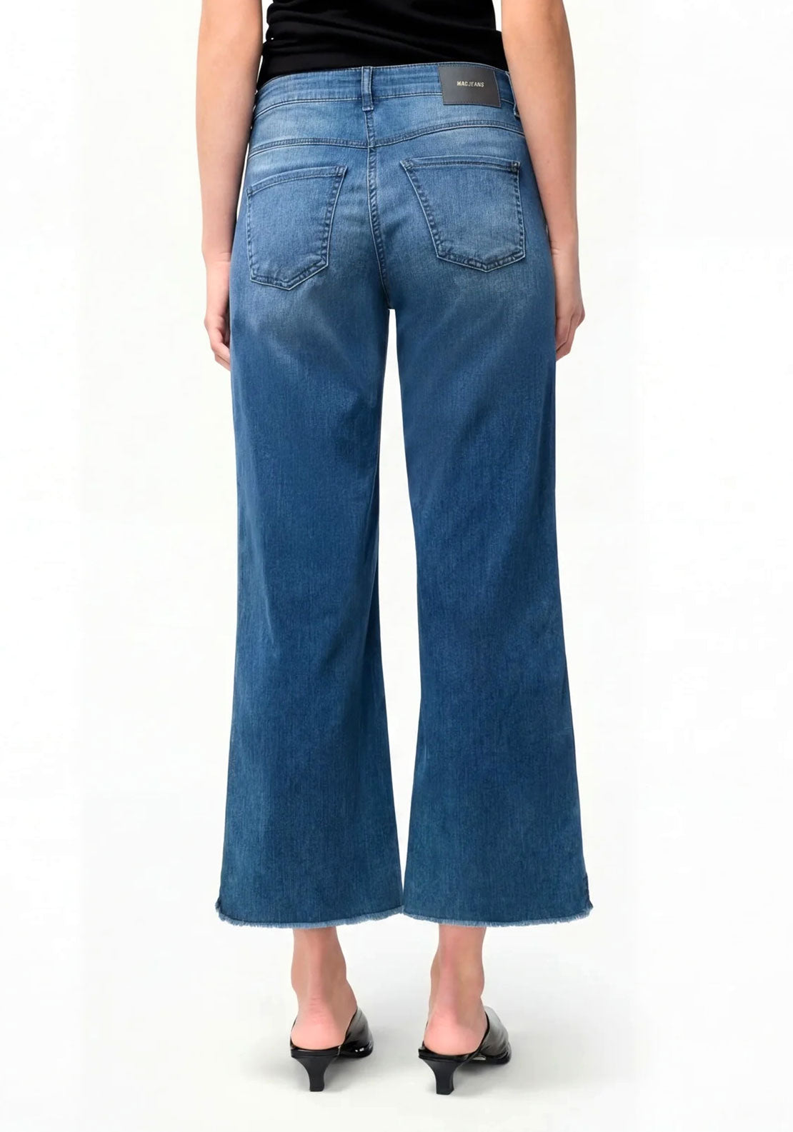 Mac Dream Wide Cropped Jeans, Dark Blue