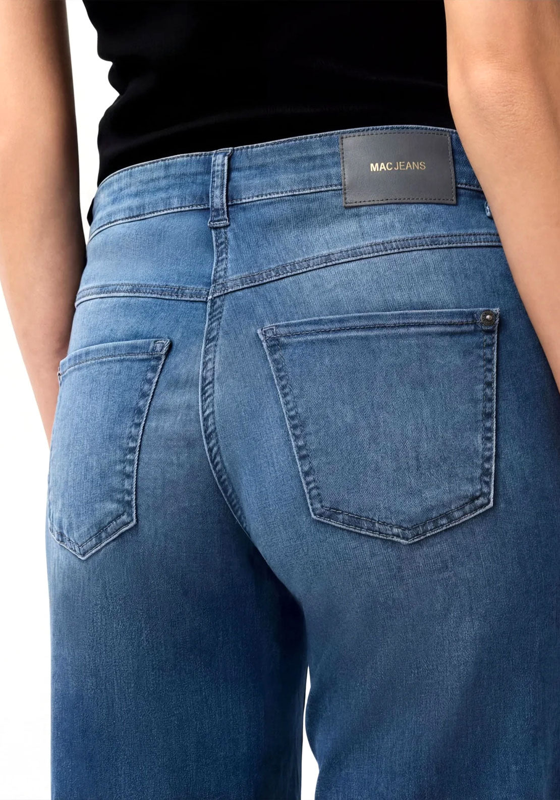 Mac Dream Wide Cropped Jeans, Dark Blue