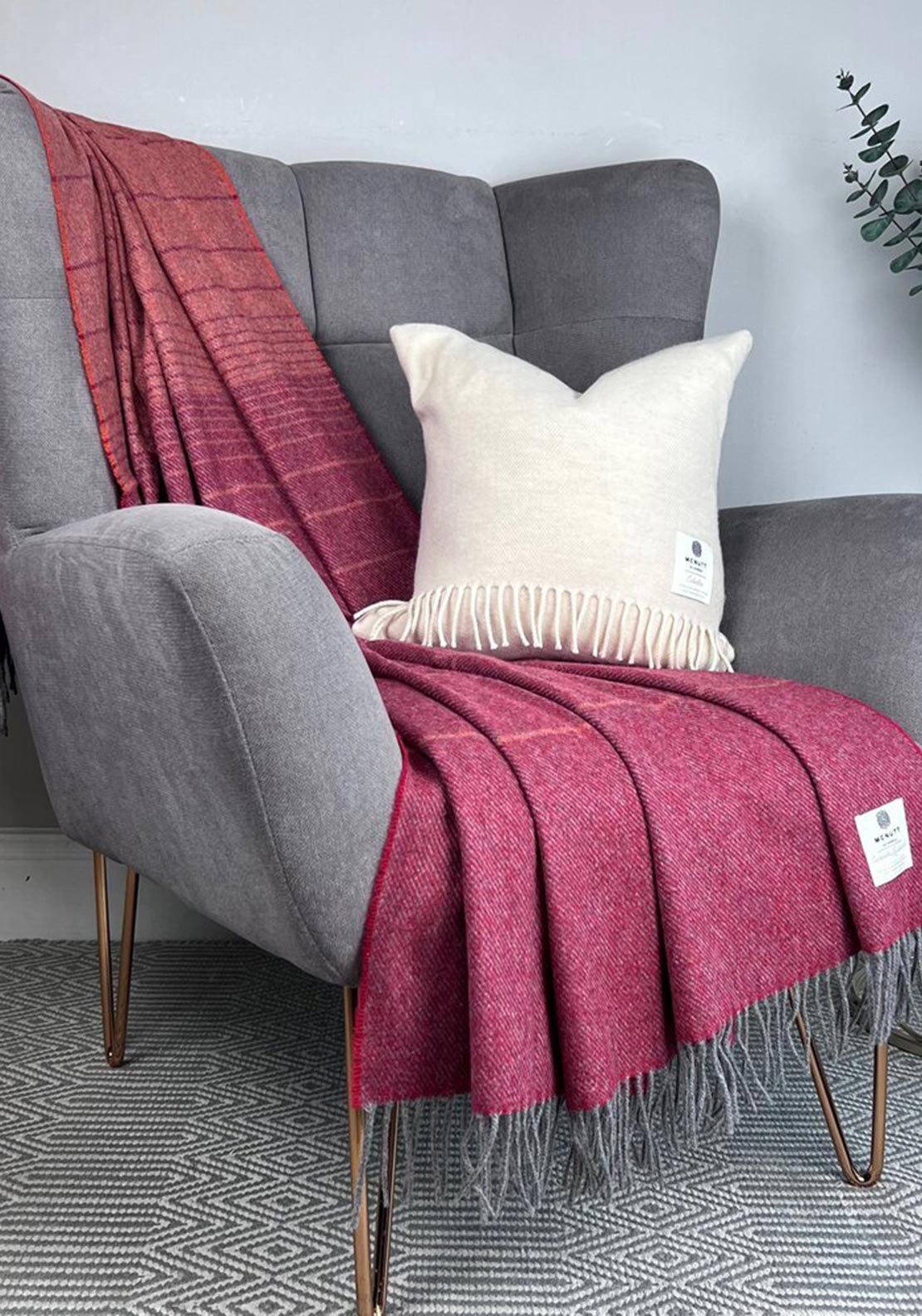 McNutt of Donegal Cashmere Blend Northern Lights Throw, Fire Glow