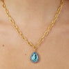 Dyrberg/Kern Metta Teardrop Aqua Crystal Necklace, Gold