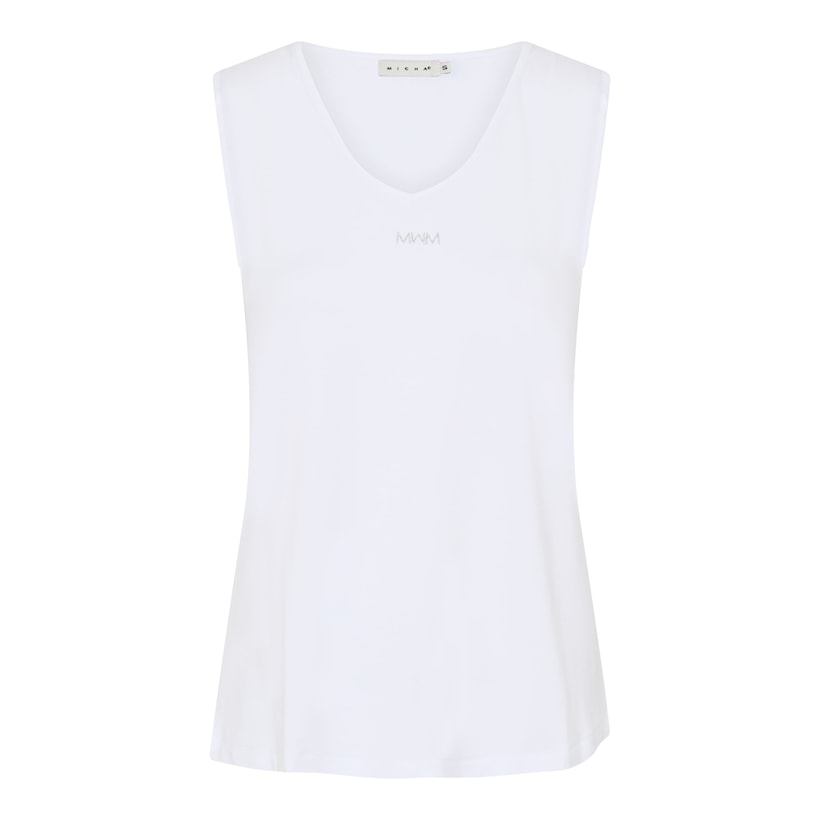 Micha Small Logo Rhinestone Detail Tank Top, White