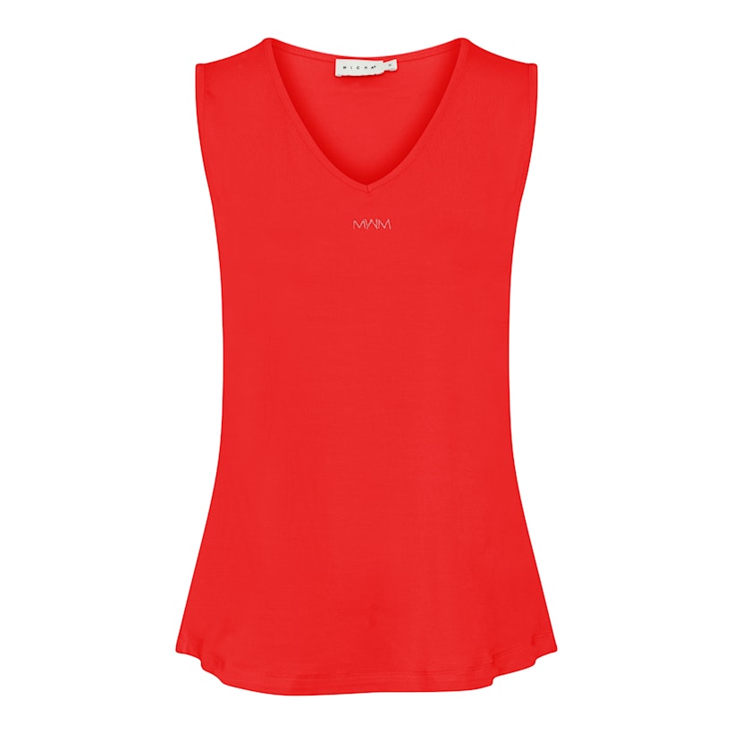 Micha Small Logo Rhinestone Detail Tank Top, Red
