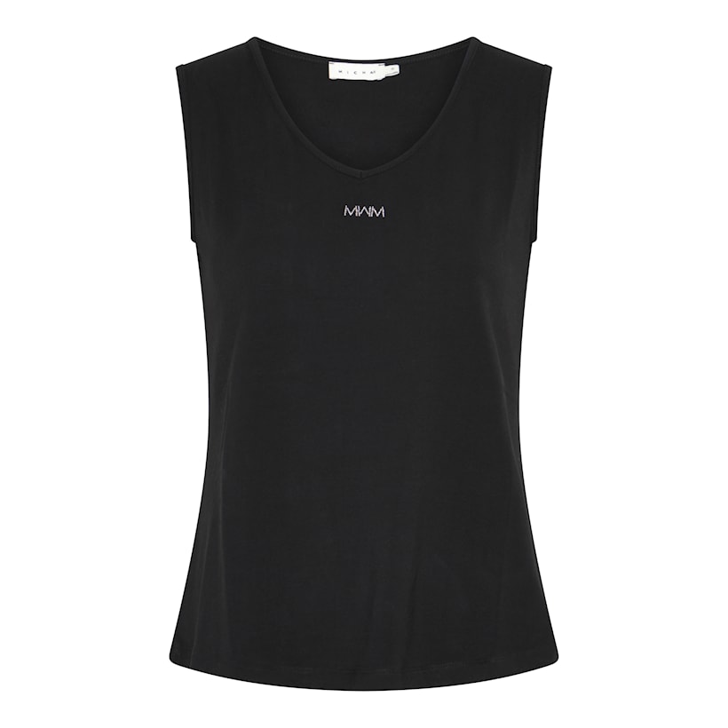 Micha Small Logo Rhinestone Detail Tank Top, Black
