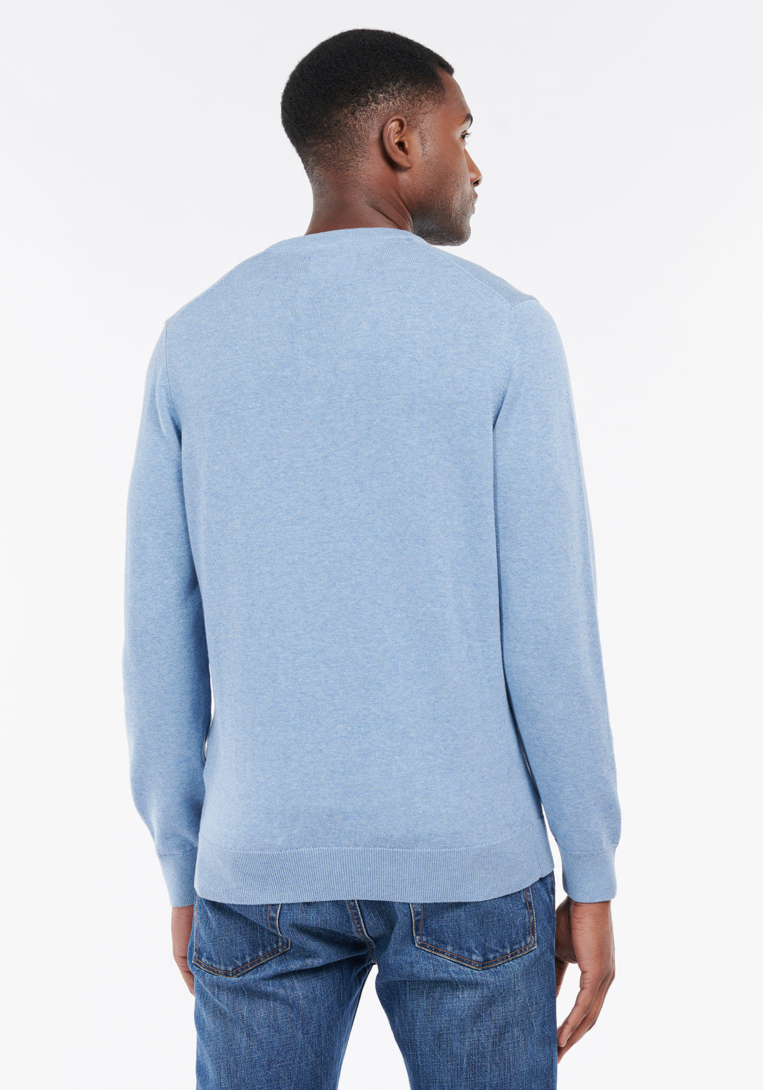 Barbour Men’s Pima Cotton Crew Neck Sweater, Dark Chambray Blue