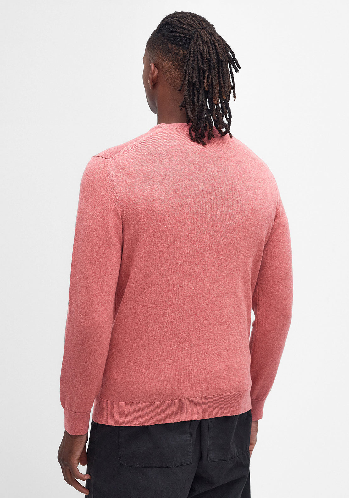 Barbour Men’s Pima Cotton Crew Neck Sweater, Pink Clay