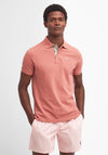 Barbour Men’s Tartan Contrast Pique Polo Shirt, Pink Clay