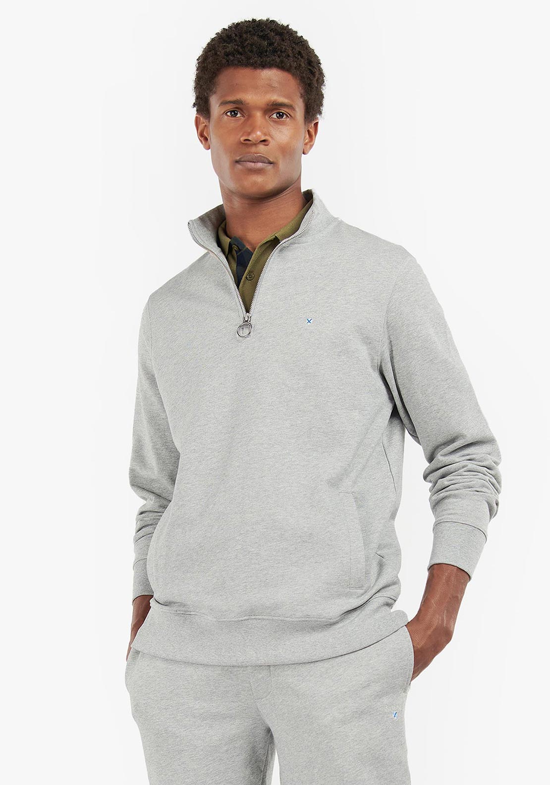 Barbour Men’s Rothley Half Zip Sweatshirt, Grey Marl