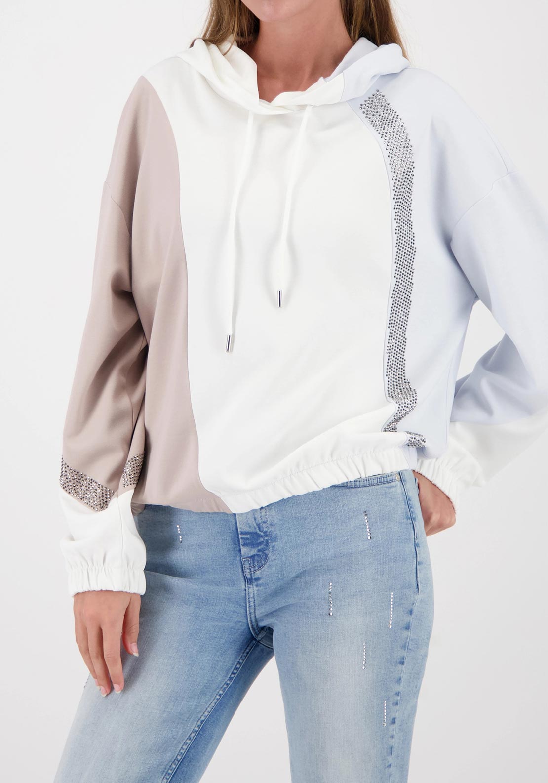Monari Colour Block Hoodie, Light Blue Multi