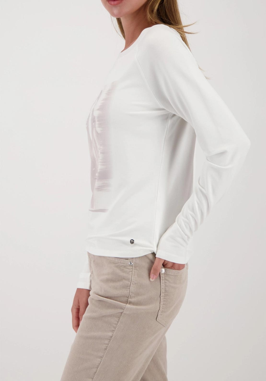 Monari Graphic Print Long Sleeve Top, Off White