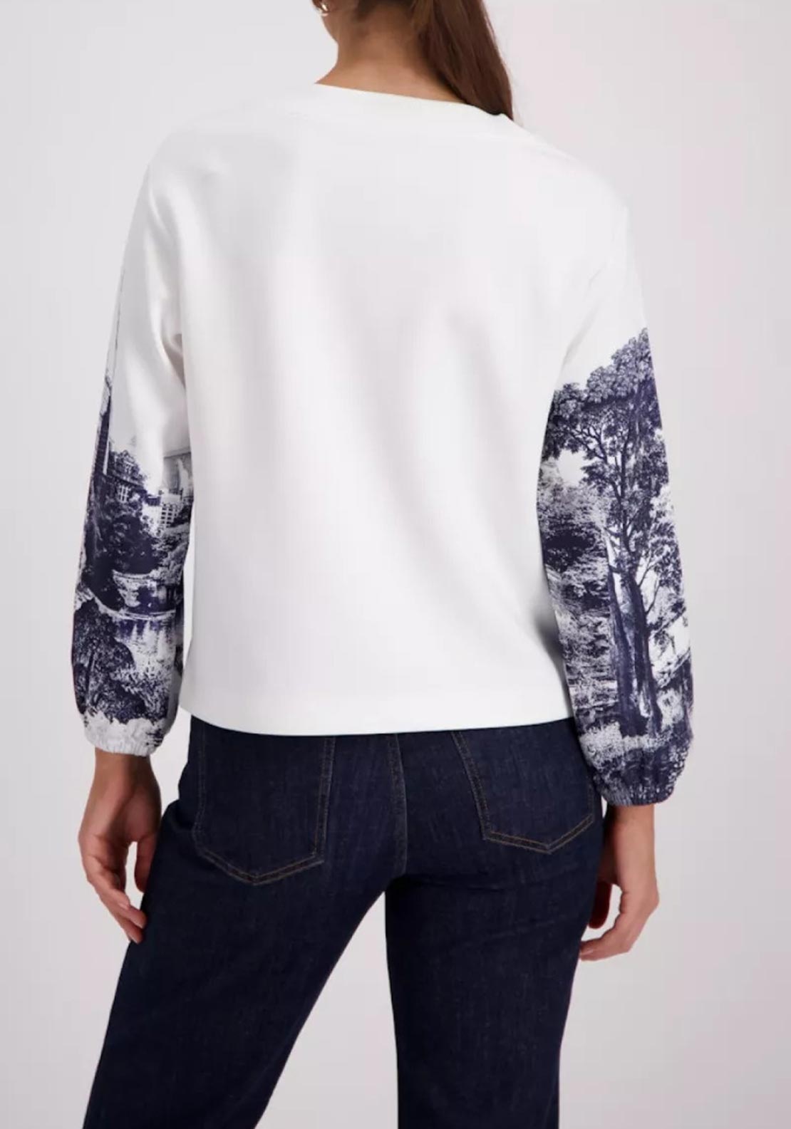 Monari Crew Neck Sweatshirt with Print, White