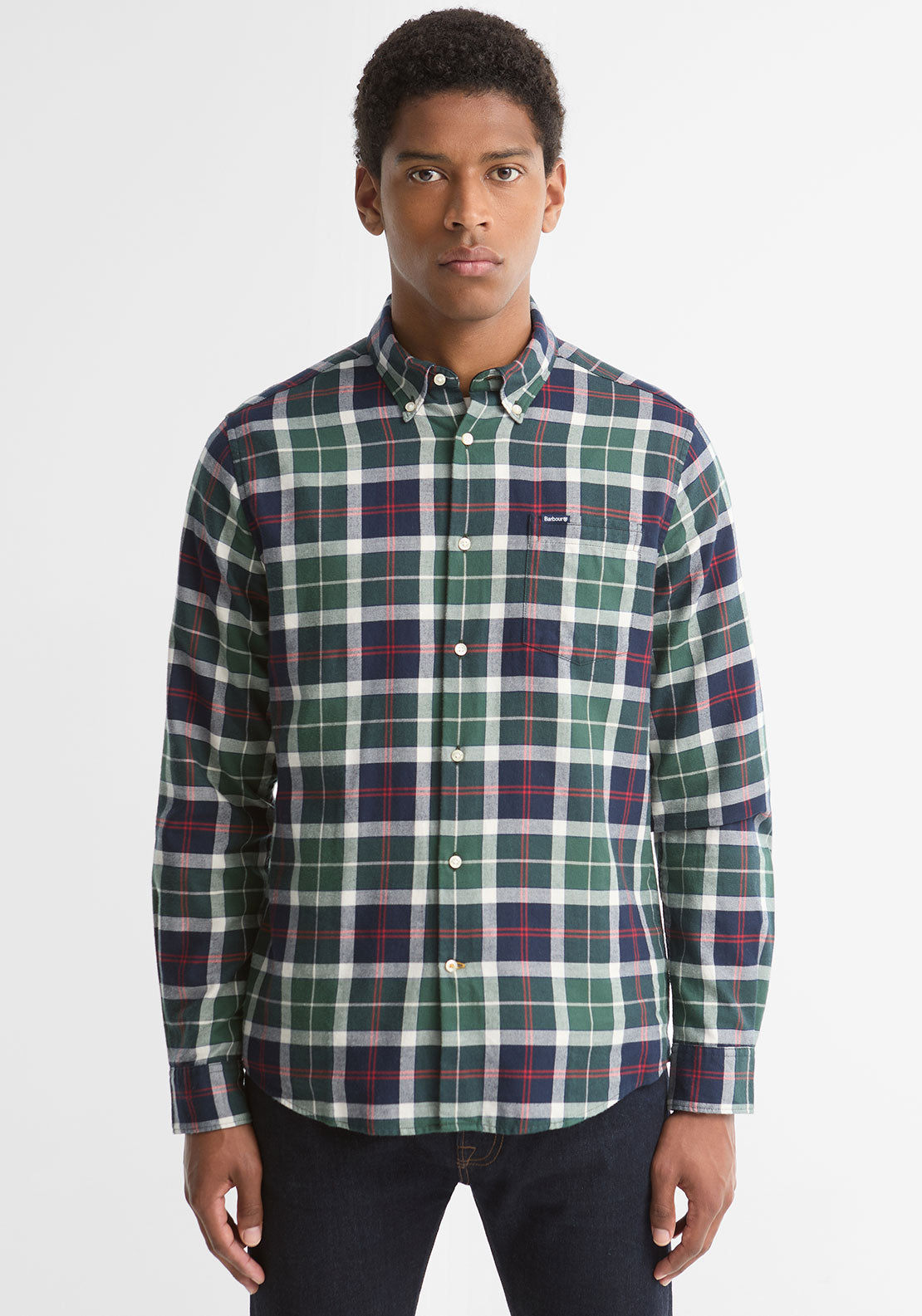Barbour Men’s Fortrose Tartan Tailored Shirt, Evergreen Multi