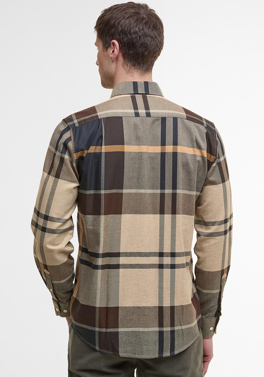 Barbour Men’s Bearpark Tartan Tailored Shirt, Dark Beige Multi