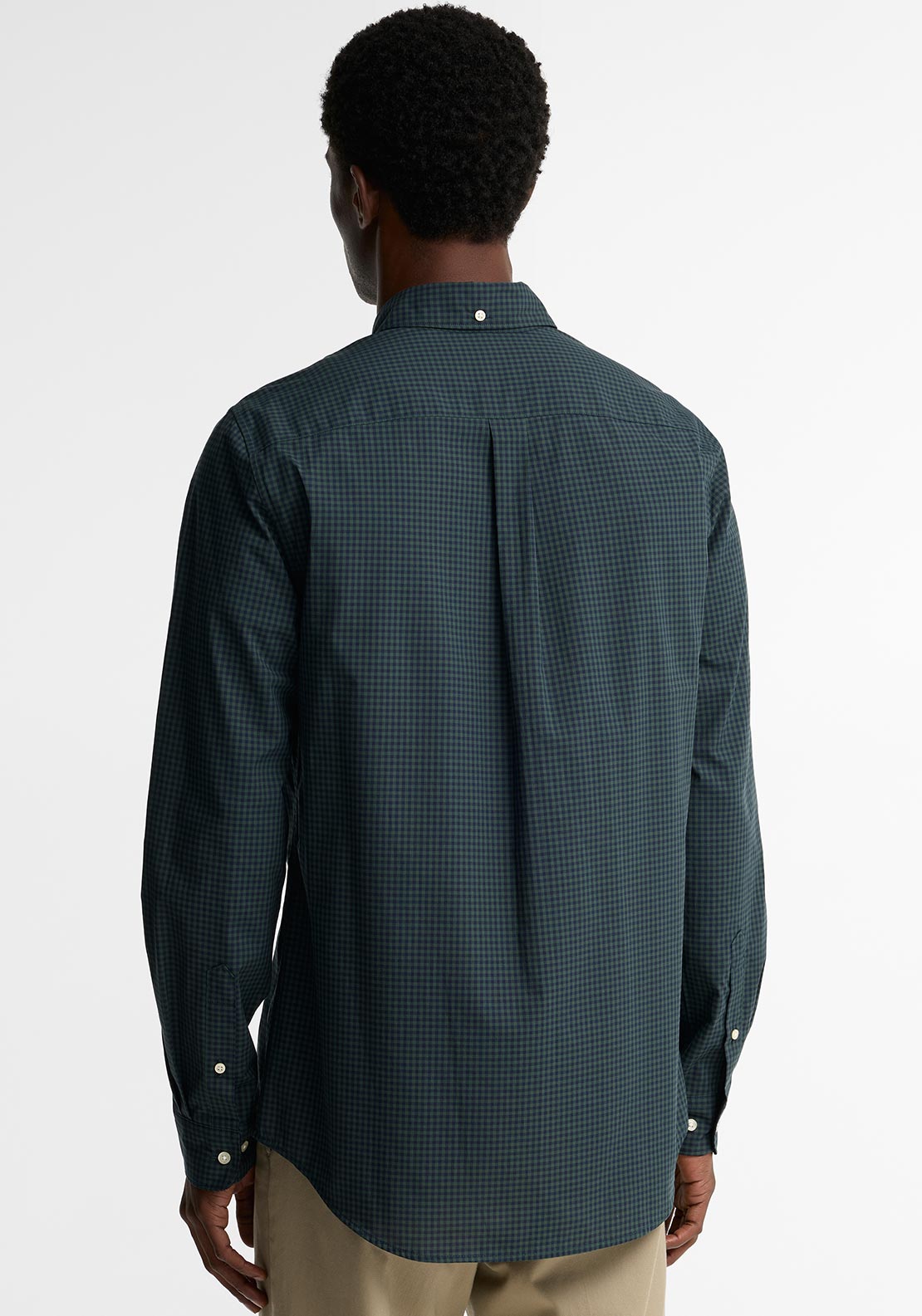 Barbour Men’s Harbourwall Gingham Tailored Shirt, Green & Navy