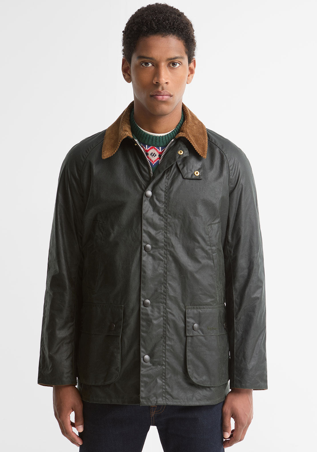 Barbour Men’s Festive Ashby Wax Jacket, Evergreen