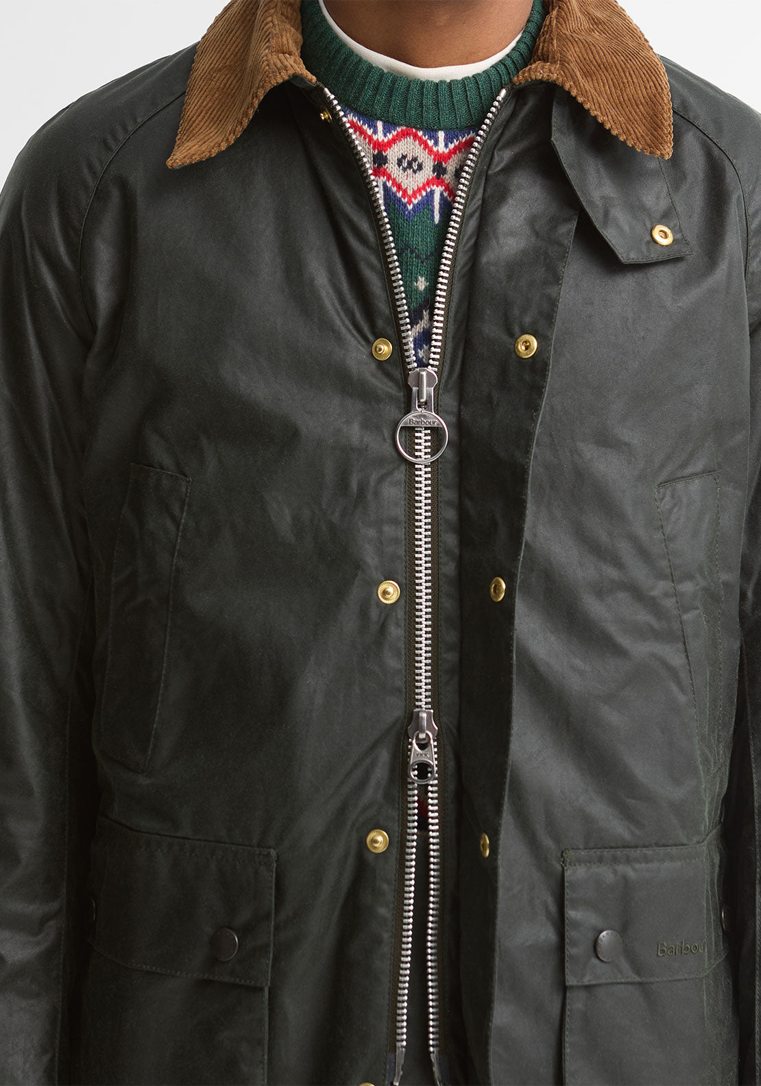 Barbour Men’s Festive Ashby Wax Jacket, Evergreen