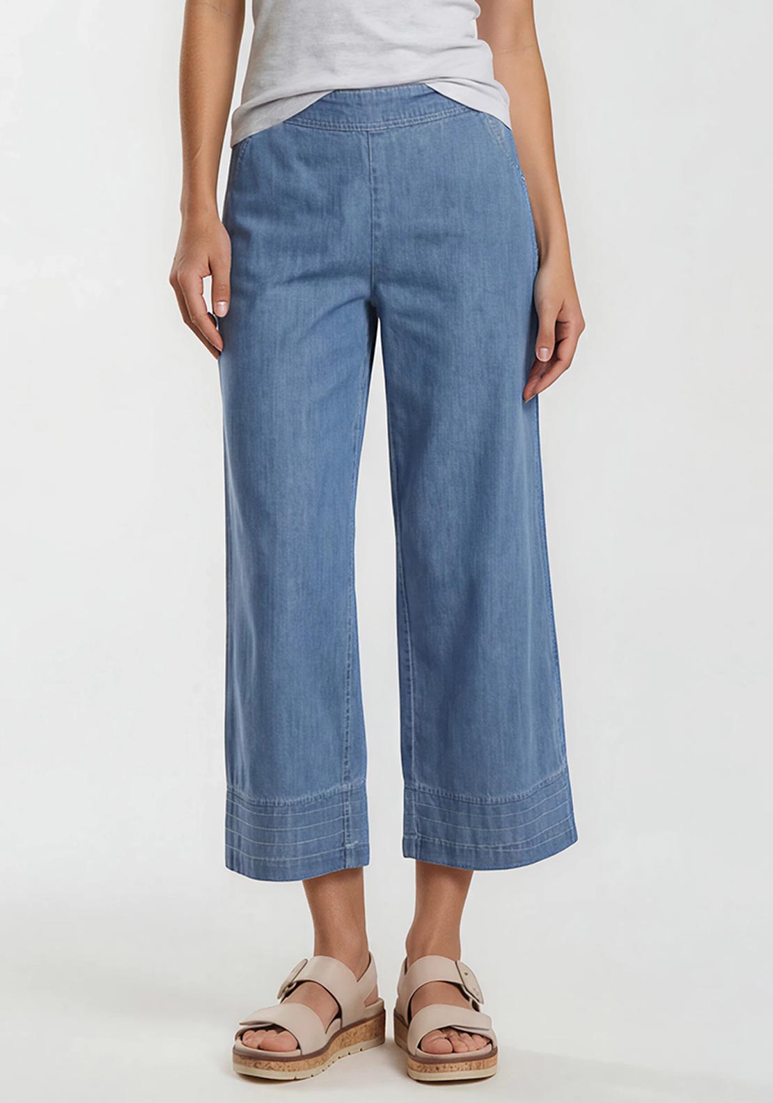 Malissa J Denim Look Culotte Trousers, Blue