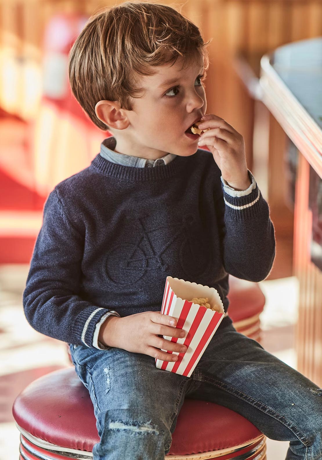 Mayoral Mini Boy Ripped Denim Jean, Blue