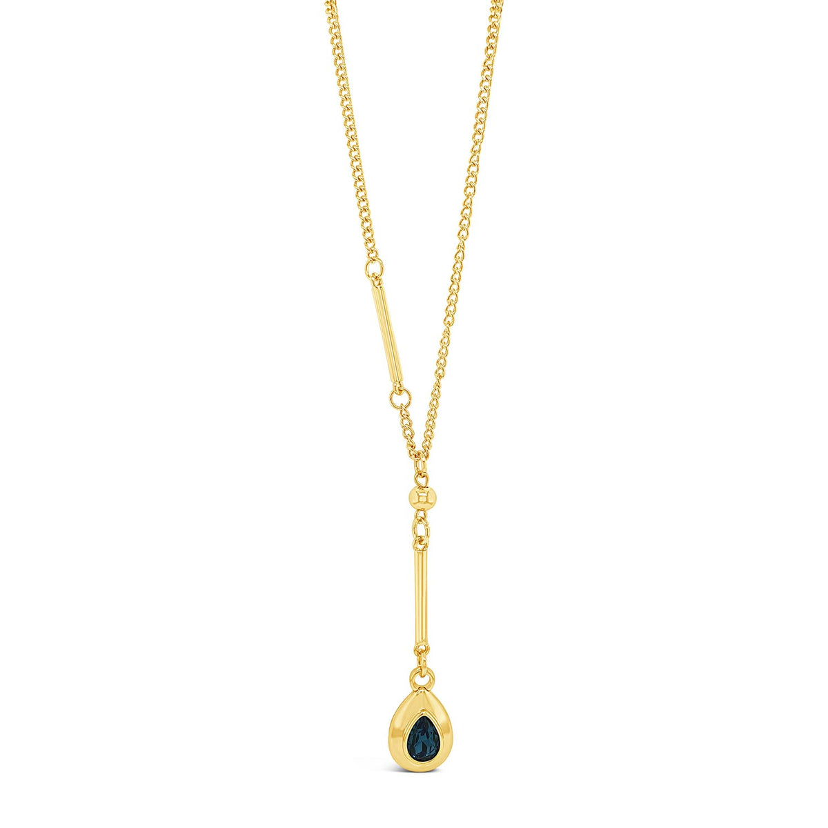 Absolute Blue Stone Tear Drop Necklace, Gold