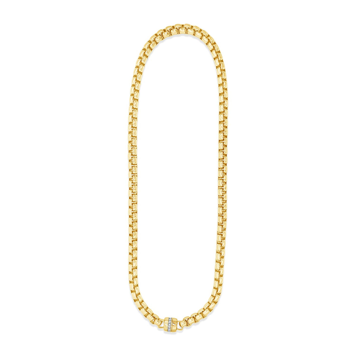 Absolute Box Chain Magnetic Closure Necklace, Gold