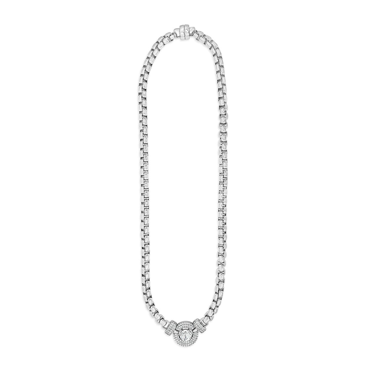Absolute CZ Halo Pendant Necklace, Silver