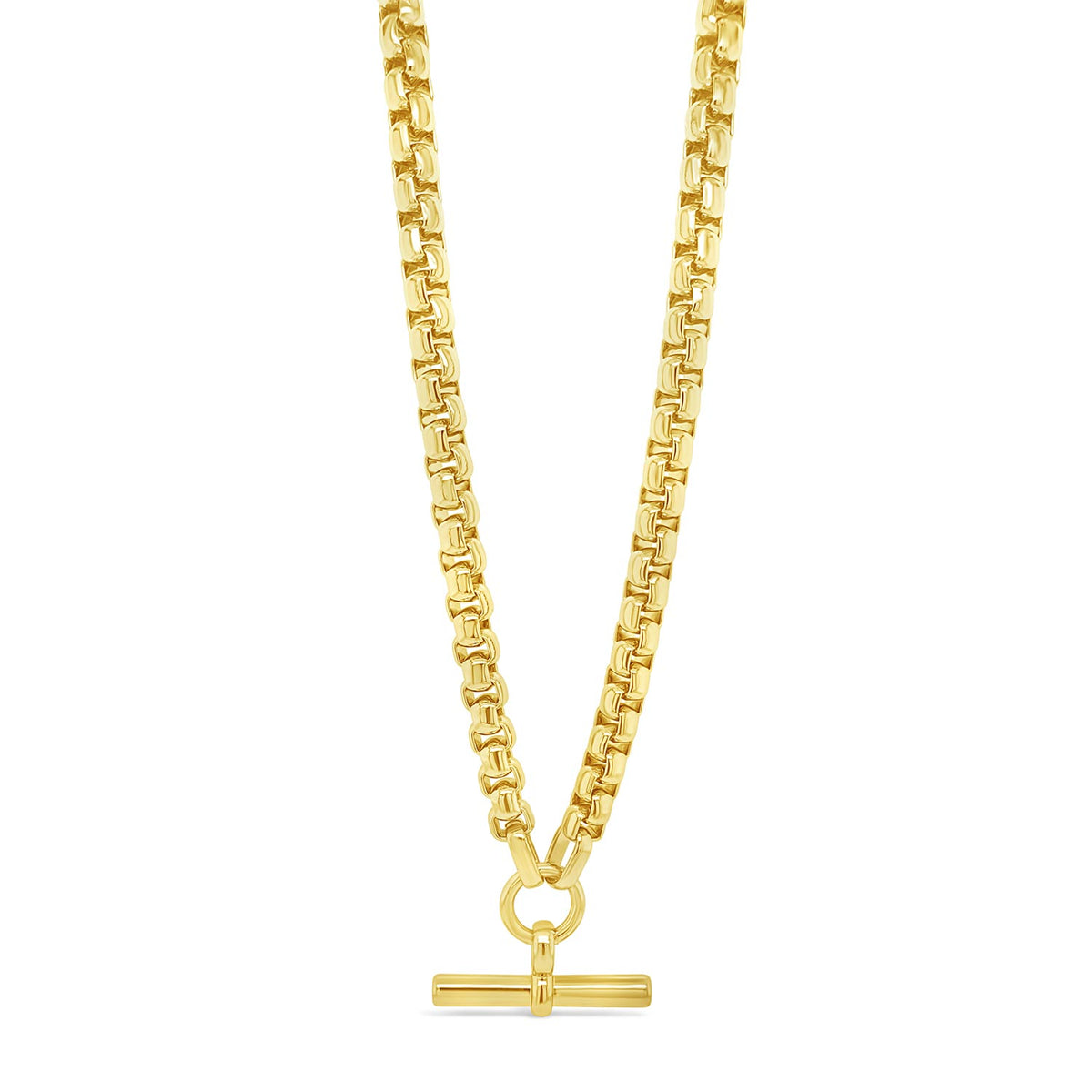 Absolute Chunky Box Chain T-Bar Necklace, Gold