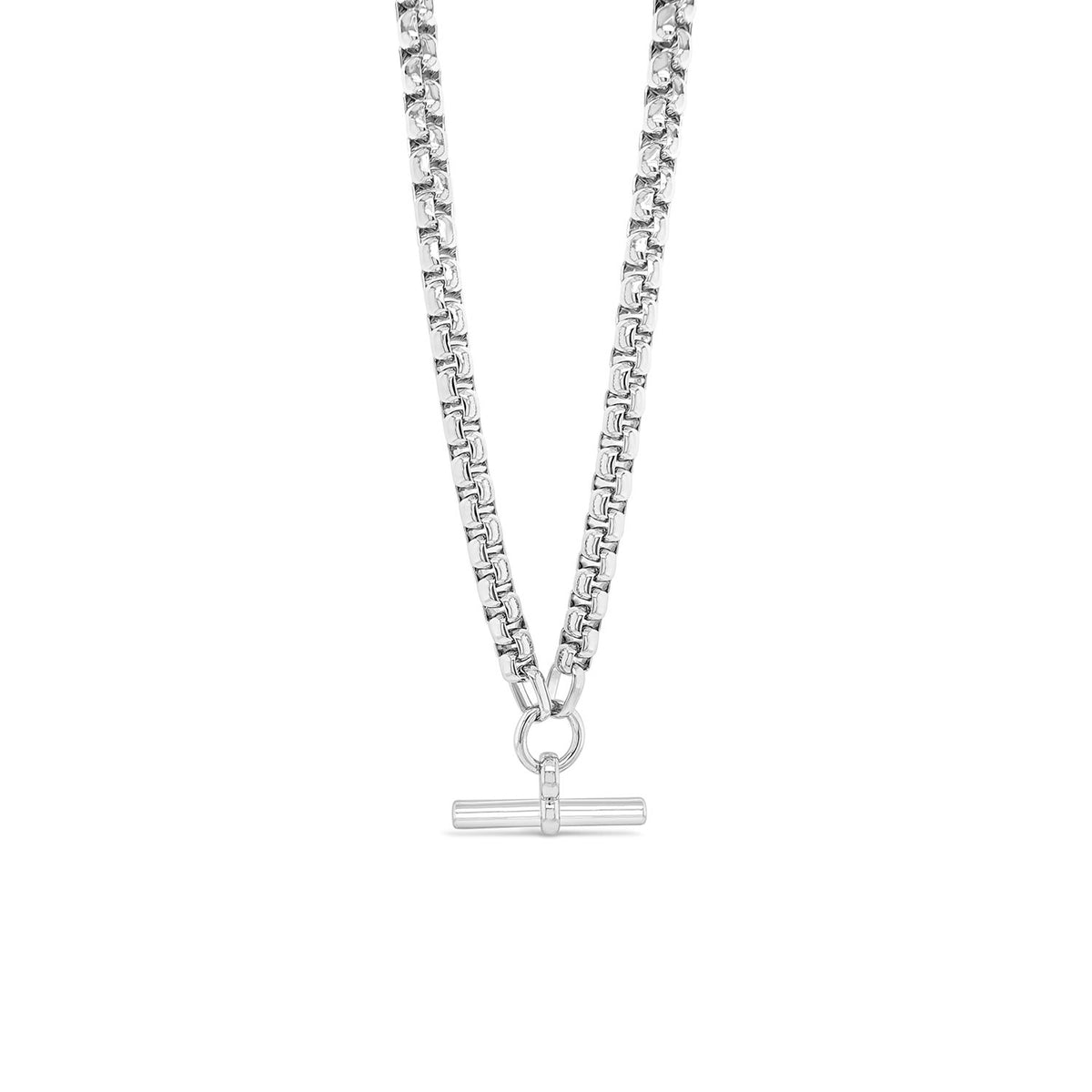 Absolute Chunky Box Chain T-Bar Necklace, Silver