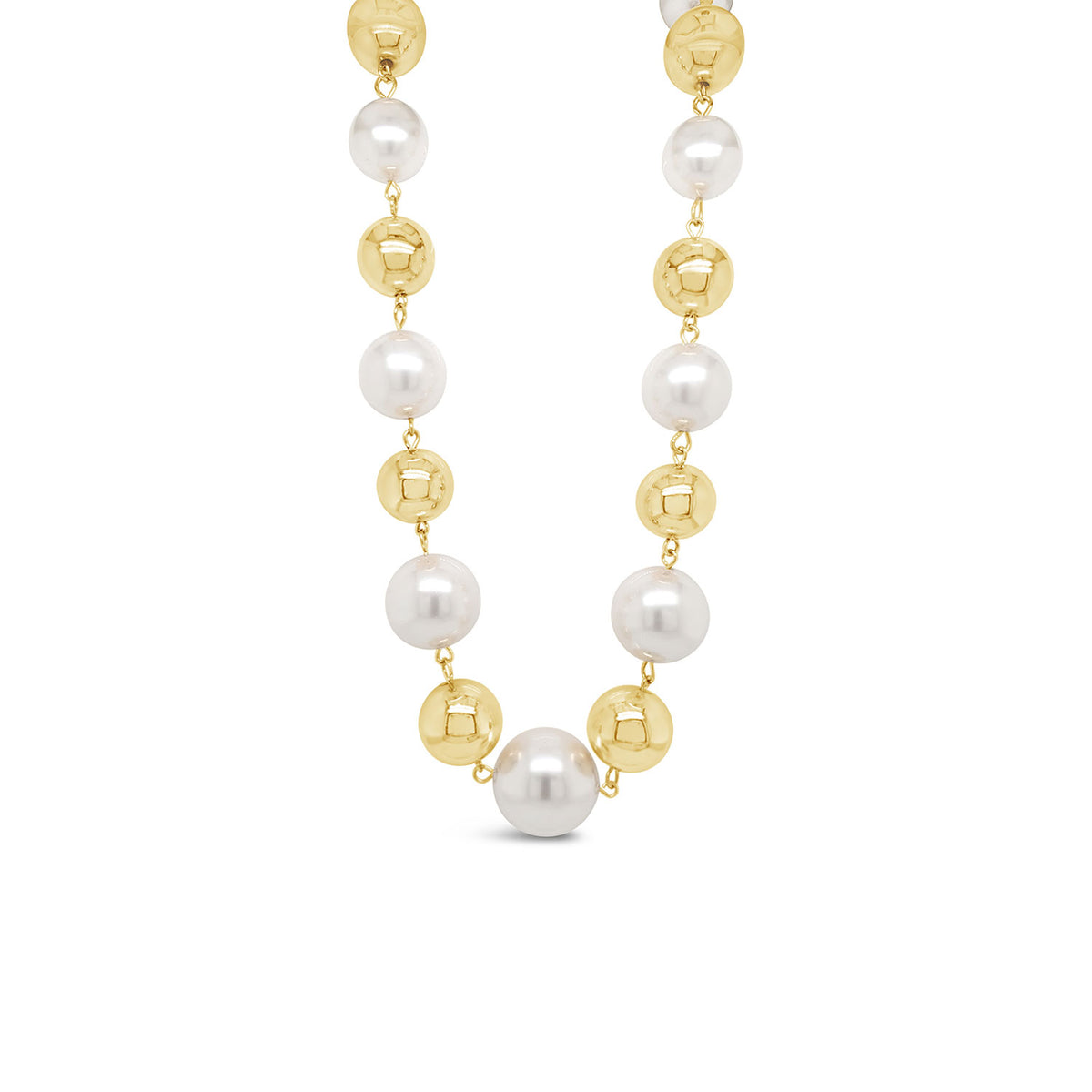 Absolute Contrast Pearl Necklace, Gold