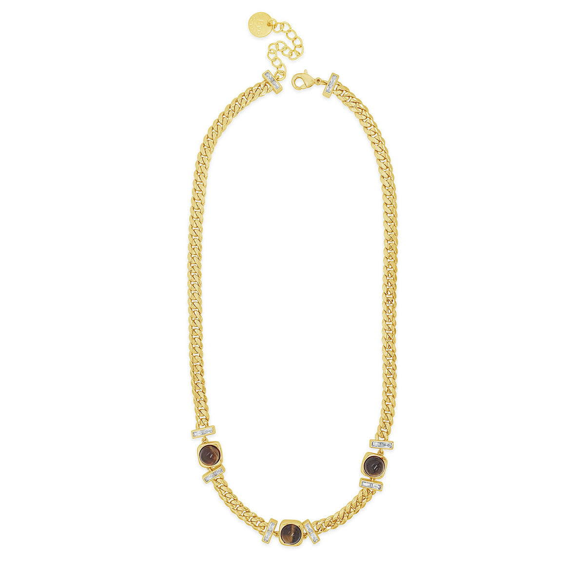 Absolute Tiger Eye Curb Chain Necklace, Gold