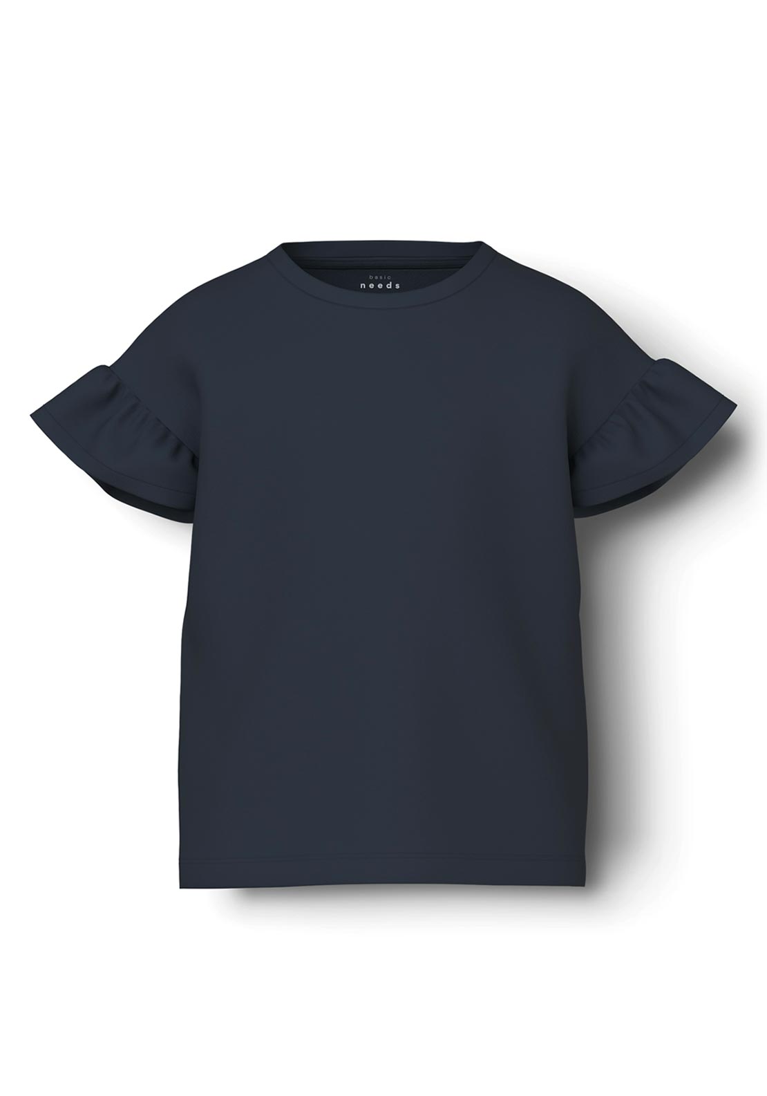 Name It Kid Girl Vilukka Short Sleeve Frill Sleeve Tee, Dark Sapphire