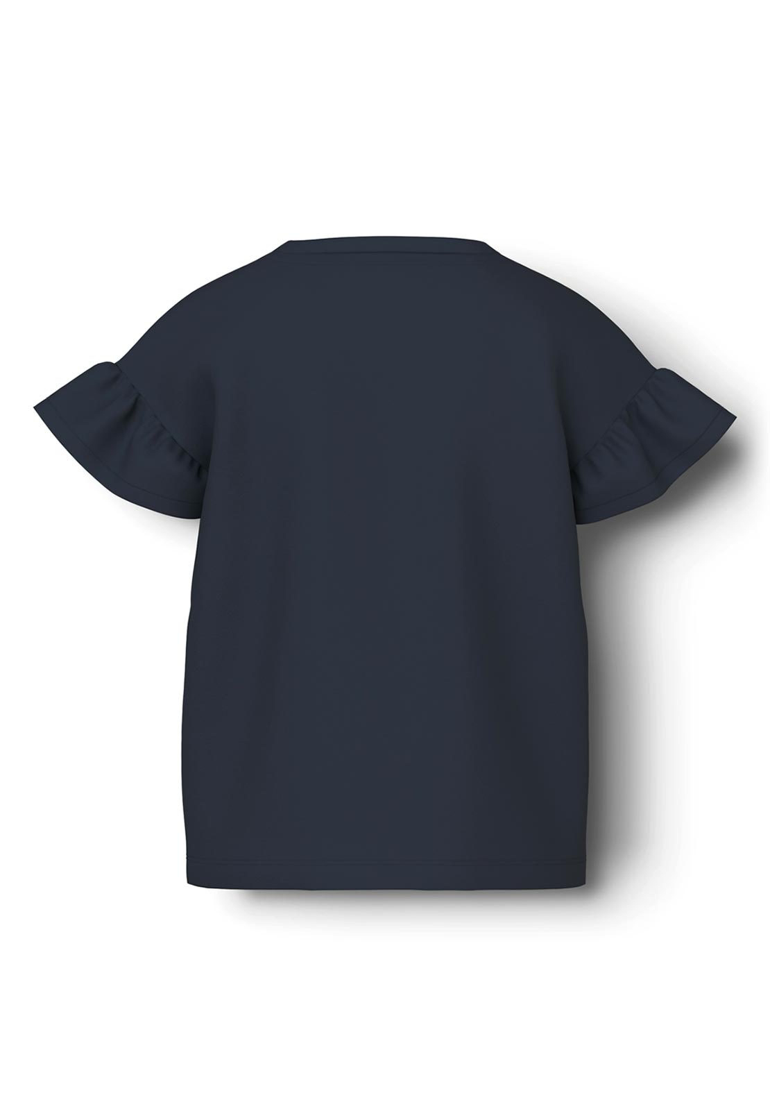 Name It Kid Girl Vilukka Short Sleeve Frill Sleeve Tee, Dark Sapphire