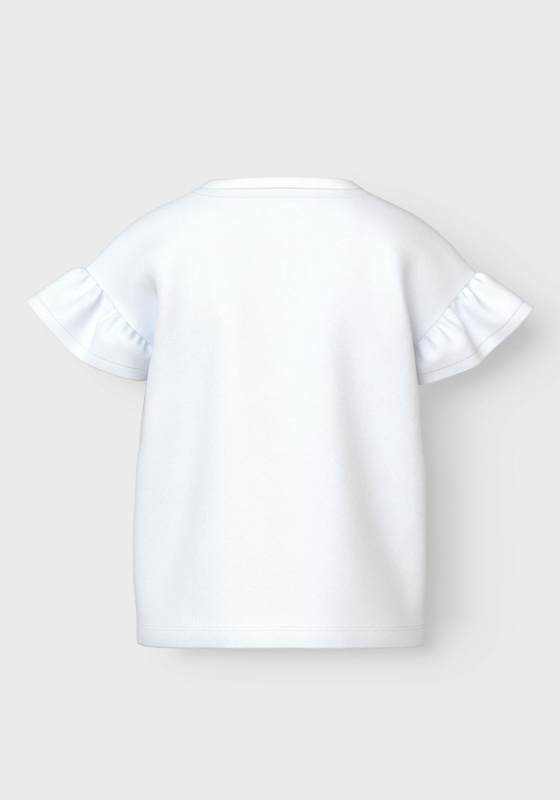 Name It Kid Girl Vilukka Short Sleeve Frill Sleeve Tee, Bright White