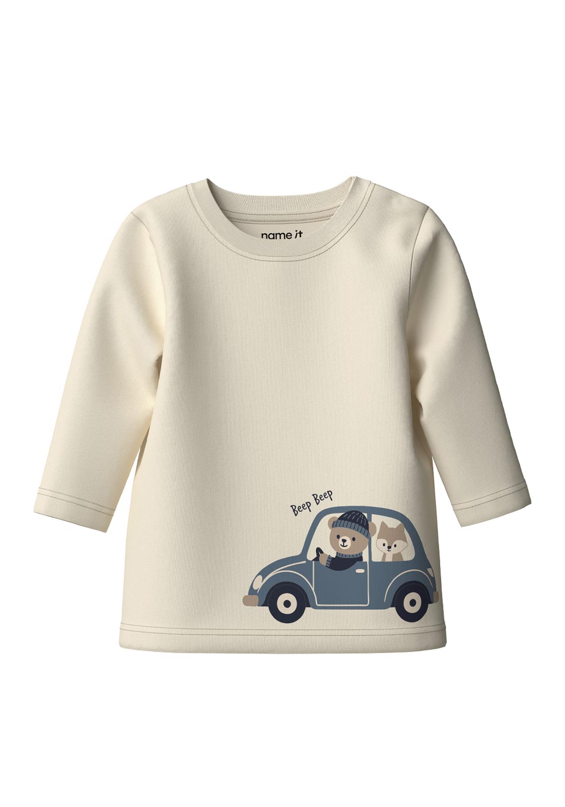 Name It Baby Boy Osmar Teddy Long Sleeve Top, Cream