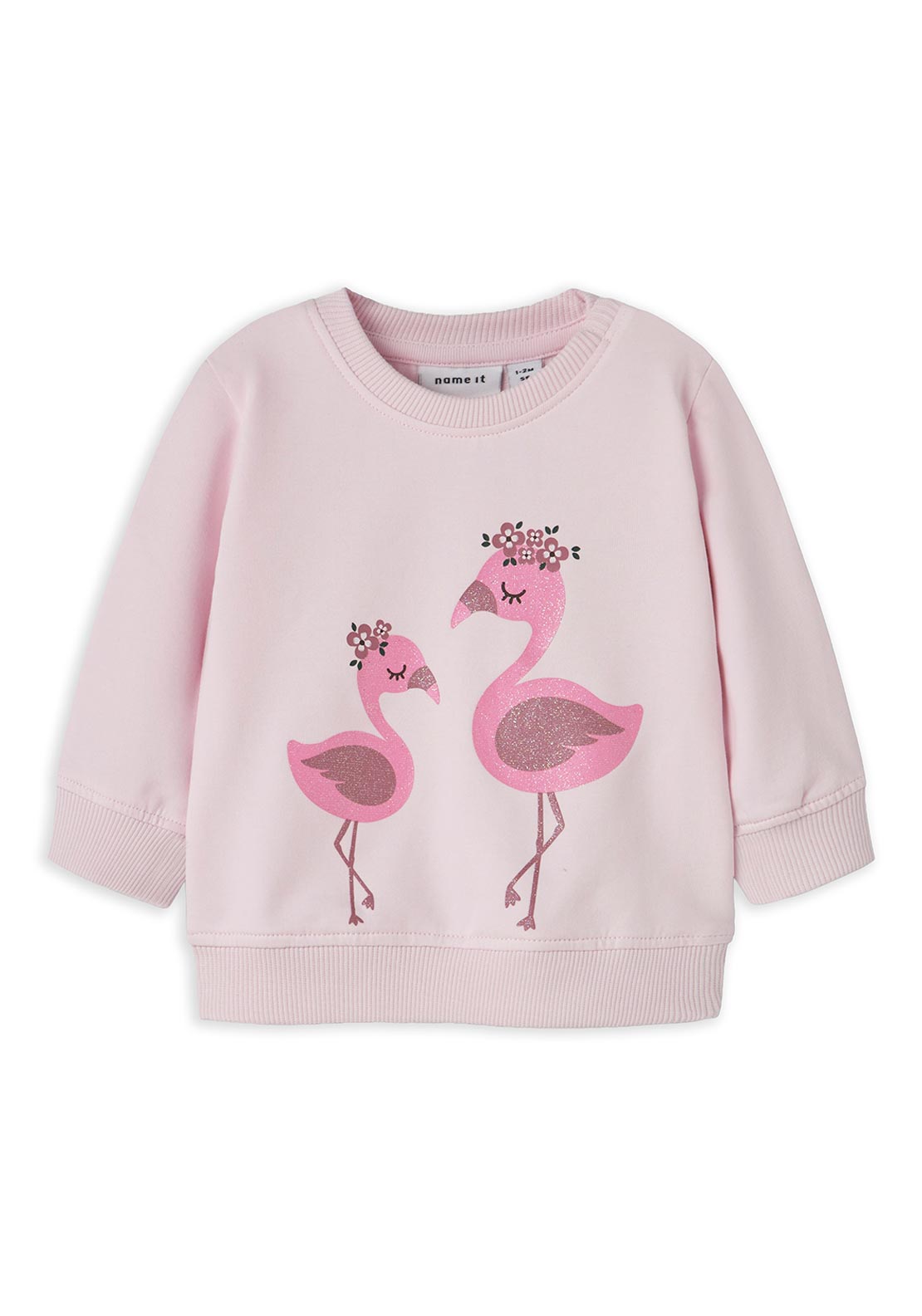 Name It Baby Girl Hall Flamingo Long Sleeve Sweater, Pink
