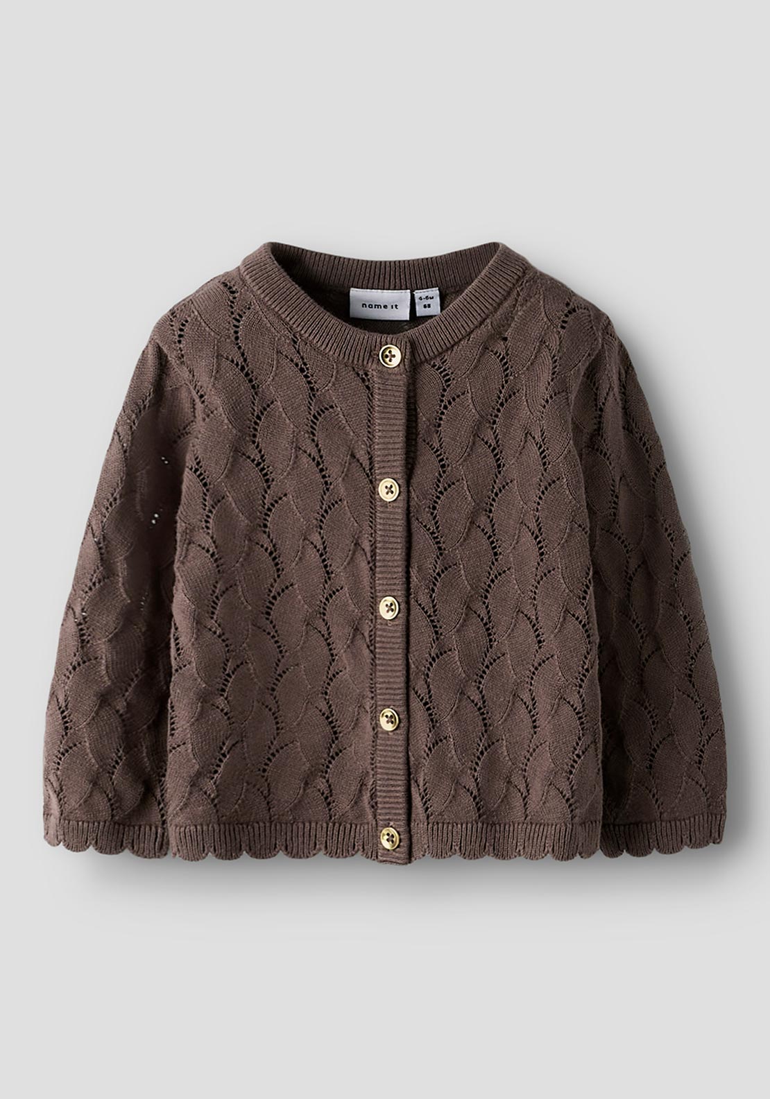 Name It Baby Girl Najsa Long Sleeve Cardigan, Brown