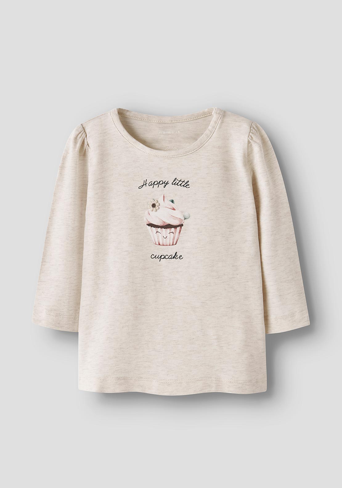 Name It Baby Girl Nu Cupcake Long Sleeve Top, Beige