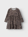 Name It Mini Girl Leopard Dress, Oxford Tan