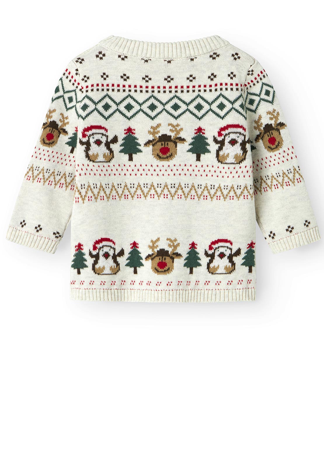 Name It Baby Boy Ralko Long Sleeve Knit Christmas Jumper, Beige
