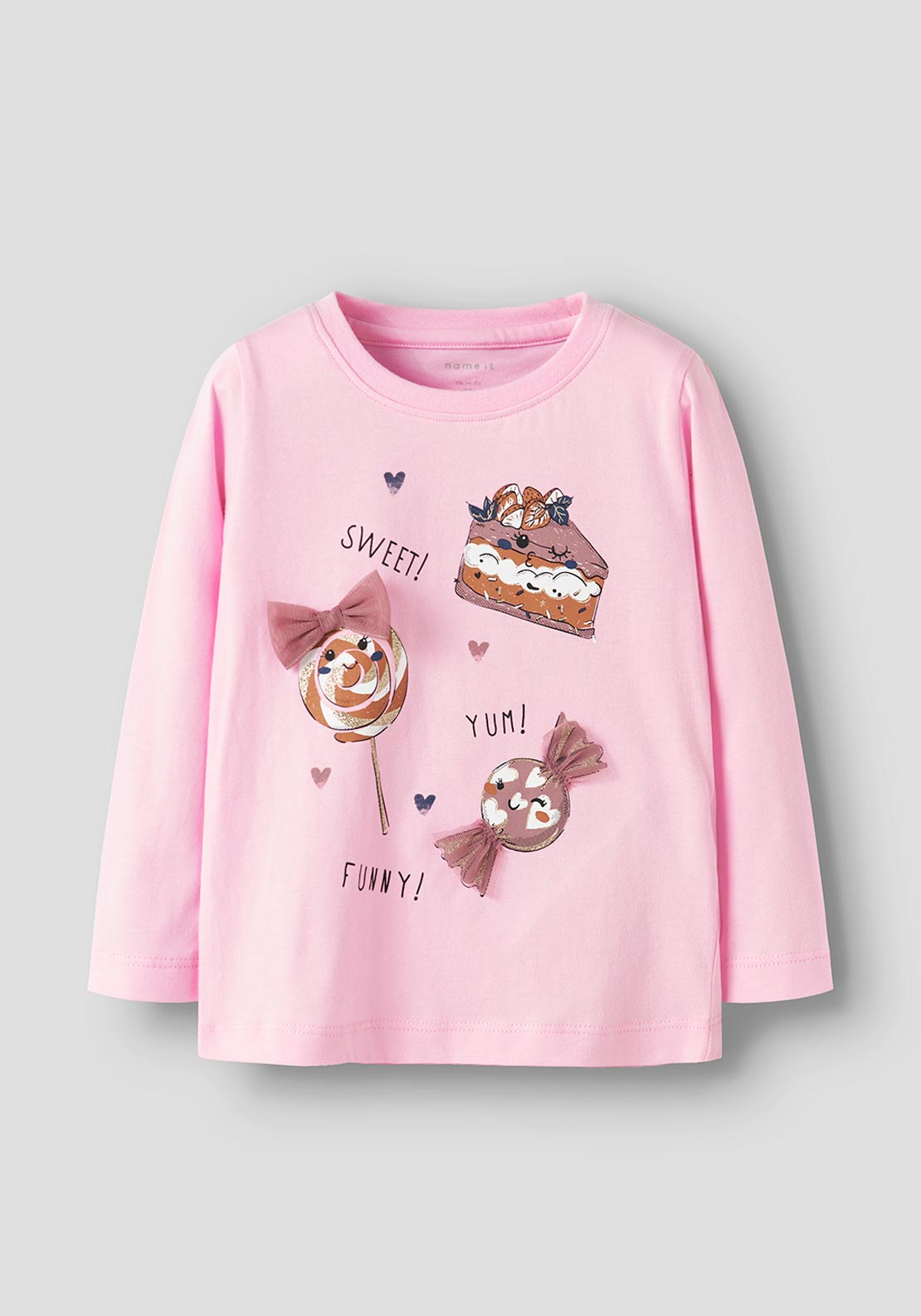 Name It Mini Girl Ninna Long Sleeve Top, Pink