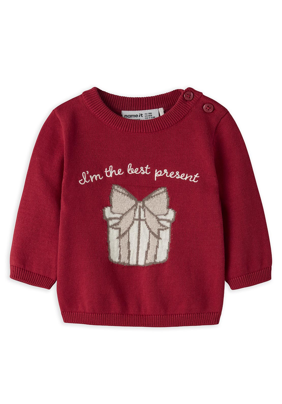 Name It Baby Girl Risse Present Knit Jumper, Red